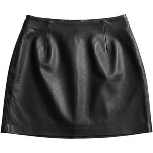 Cache Vintage Y2K Black Genuine Leather Mini Skirt High Waisted Size 10